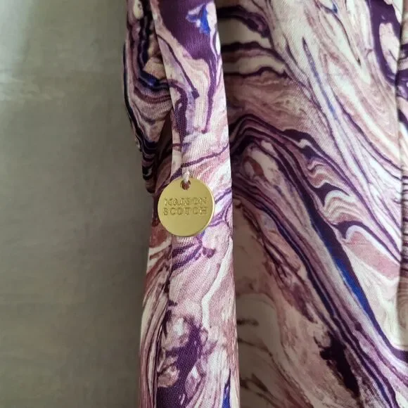 NWT SCOTCH & SODA Satin Feel Knotted Marble Midi Skirt Size XS - Picture 10 of 15